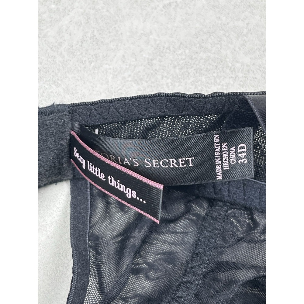 Victoria's Secret Sexy Little Things Women's Black Ruched Lingerie Garter Sz 34D - Picture 5 of 9